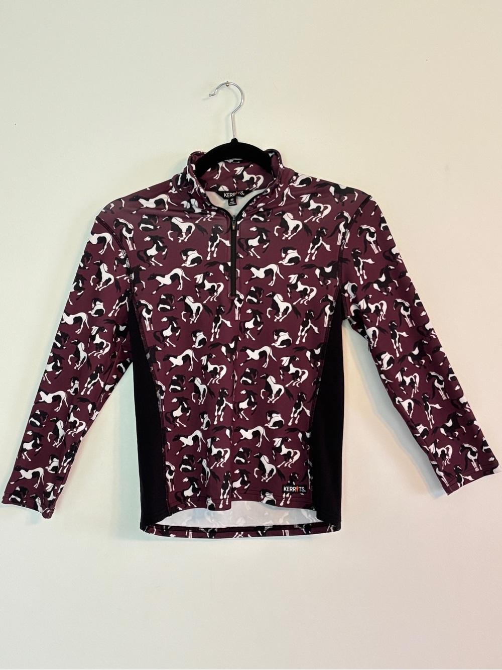 Kerrits On Course 1/4 Zip Pullover Fits Women's XS/Small Equestrian Horse Print